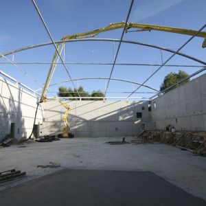 Construction of the sports center with pvc cover